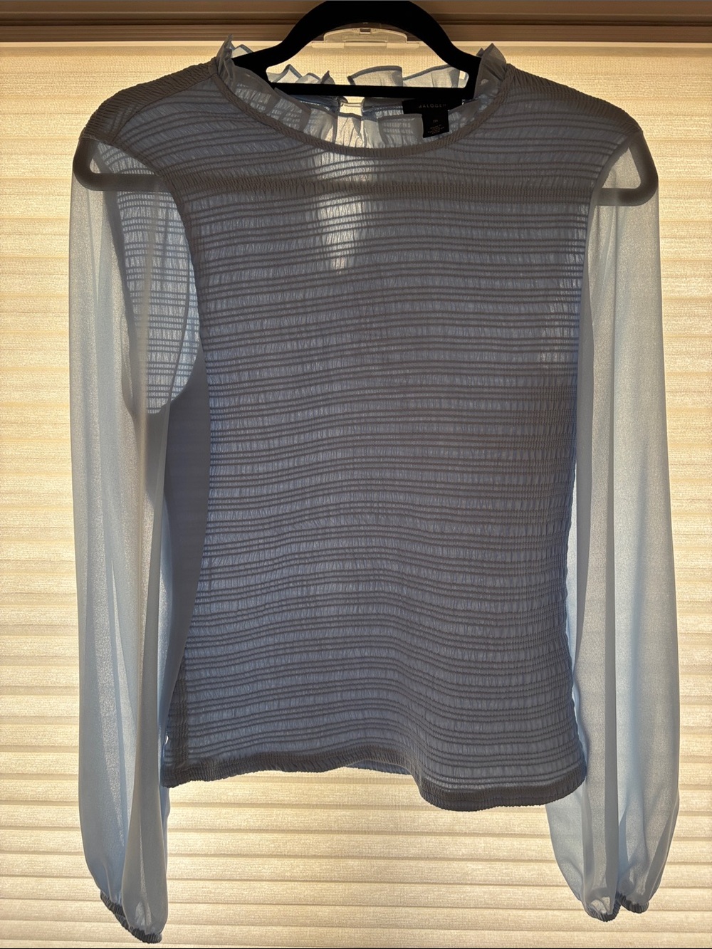 Halogen White Sheer Long-Sleeve Textured Blouse